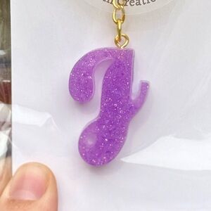 Purple Glitter “J” Keychain
